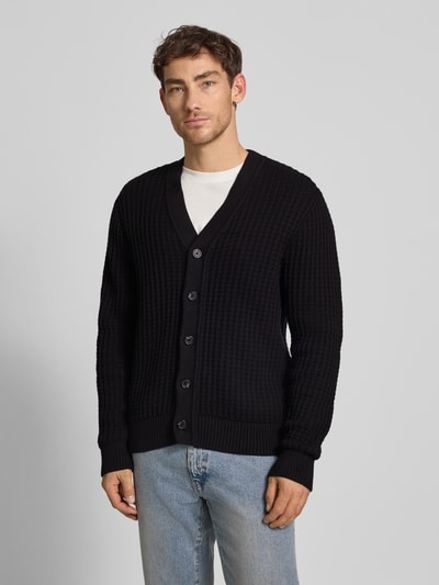 SELECTED HOMME Regular fit gebreid jack van puur katoen, model 'TOM' Zwart - 4