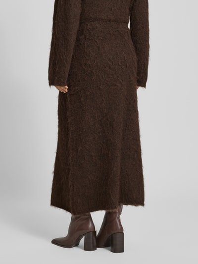 Jake*s Collection Gebreide rok met elastische band Donkerbruin - 5