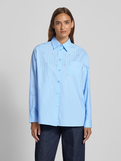 Liu Jo White Relaxed fit overhemdblouse met broderie anglaise Lichtblauw - 4