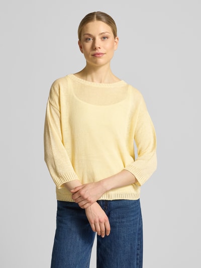 Weekend Max Mara Regular Fit Strickpullover aus reinem Leinen Modell 'CANNONE' Hellgelb 4