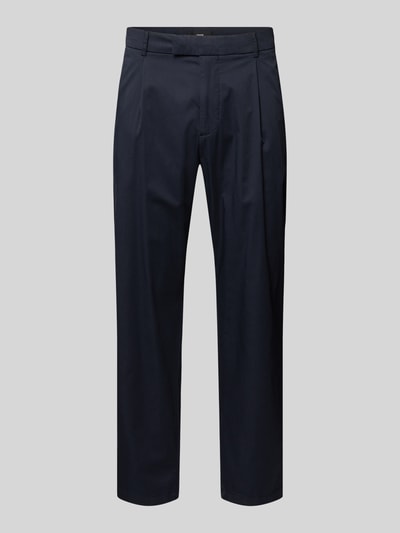 Produktfoto, Anzughose mit Biesen und französischen Eingrifftaschen von CINQUE, bawełniany miks ze stretchem, krój straight fit, kolor granatowy, gładka struktura, szerokość w rozmiarze 50: 48 cm, długość nogawki wewnętrznej w rozmiarze 50: 76 cm