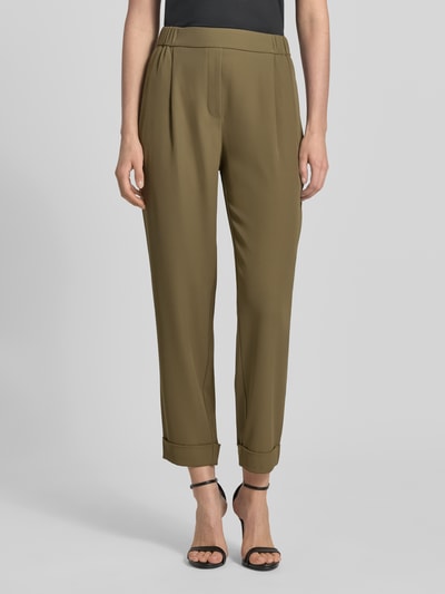 Jake*s Collection Tapered Fit Stoffhose mit Bundfalten Oliv 4