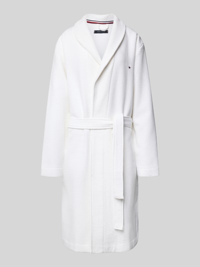 Tommy Hilfiger Regular fit badjas van geweven stof met wafelstructuur Offwhite - 1