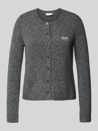 Liu Jo White Cardigan mit Label-Stitching Dunkelgrau 2