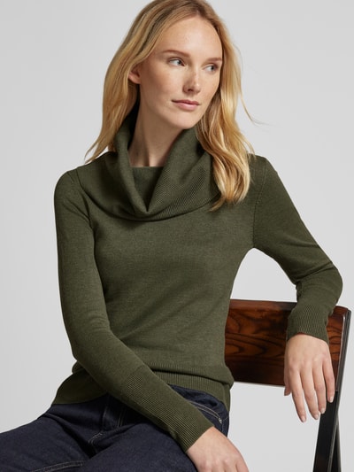 Soyaconcept Sweter z dzianiny z prążkowanymi wykończeniami model ‘Dollie’ Khaki 3