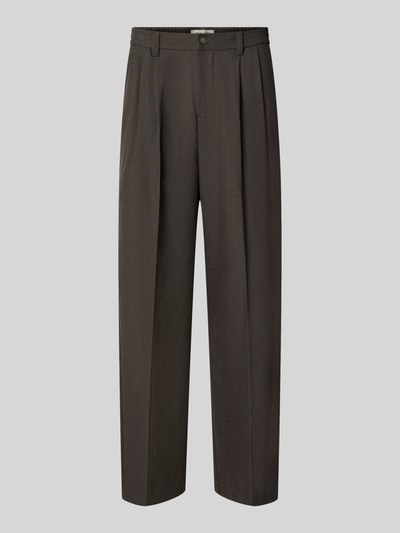 Produktfoto, braune Straight Fit Hose mit Viskose-Anteil Modell 'Grant' von Casual Friday, elastischer Mix, Bügelfalten, teilelastischer Bund