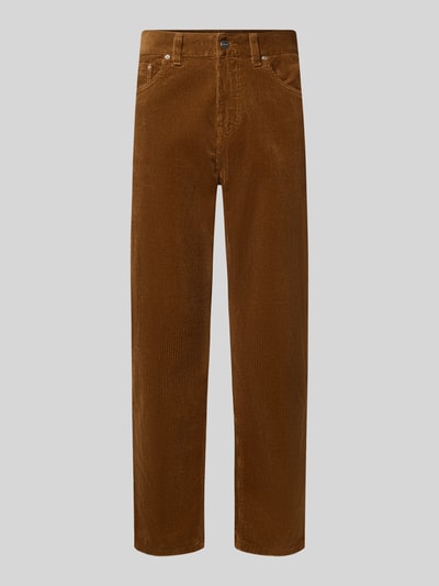 Produktfoto, Straight Fit Hose aus reiner Baumwolle in Cord-Optik von Carhartt Work In Progress, braun, 5-Pocket-Design, strukturierte Textur