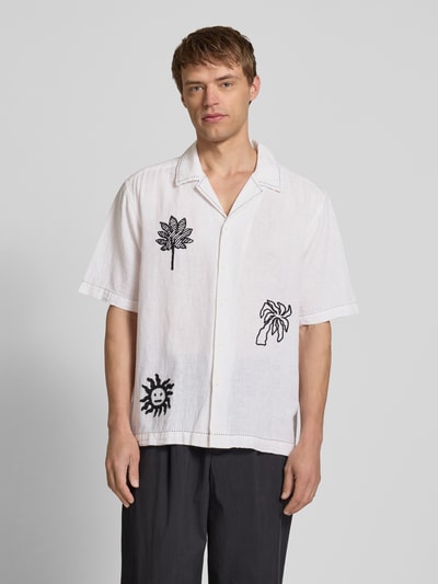 Only & Sons Regular Fit Leinenhemd mit Motiv-Stitching Modell 'CAIDENLY' Offwhite 4
