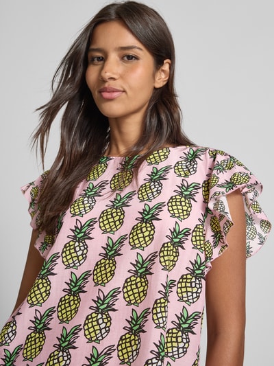 Marc Cain Bluzka o kroju regular fit z okrągłym dekoltem Mocnoróżowy 3