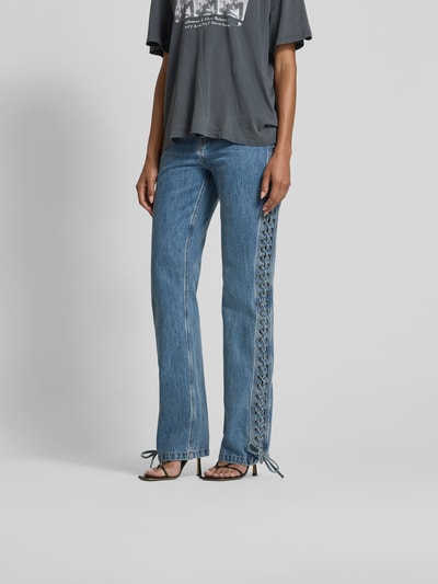 ROTATE Straight Fit Jeans mit Zierschleifen Jeansblau 4