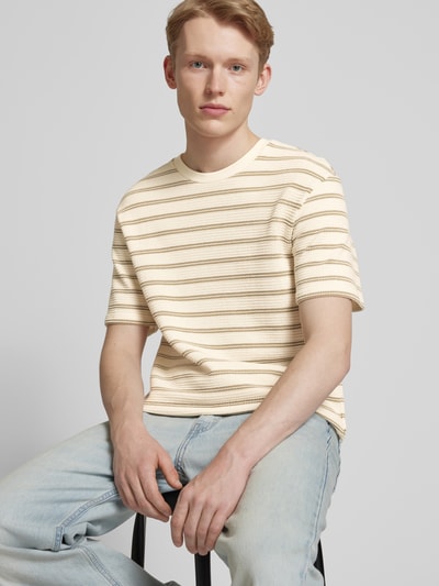 Only & Sons T-Shirt mit geripptem Rundhalsausschnitt Modell 'IAN' Beige 3