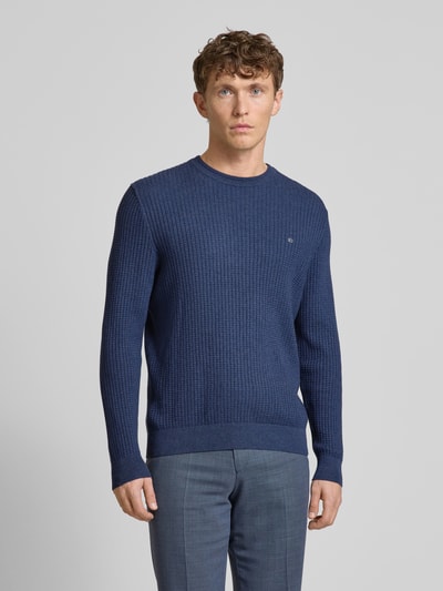 Christian Berg Men Strickpullover mit Logo-Stitching Metallic Blue Melange 4