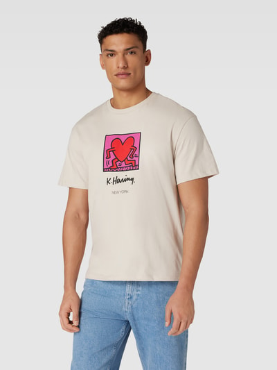 Jack & Jones T-shirt met Keith Haring®-motiefprint, model 'KEITHARING' Beige - 4