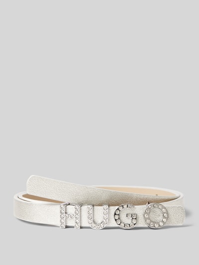 HUGO Leren riem met labelapplicatie, model 'Zula' Zilver - 1