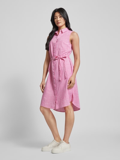 Tom Tailor Knielanges Kleid mit Hahnentrittmuster Pink Melange 1