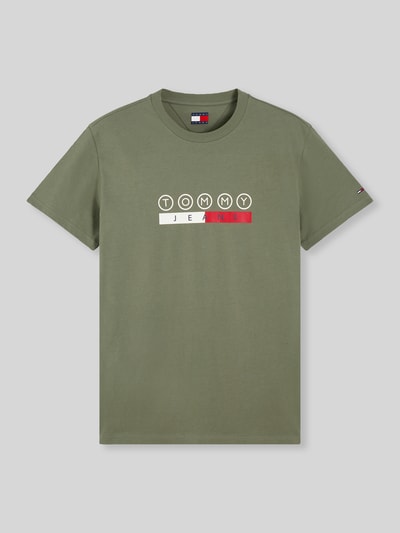Tommy Jeans regular fit T-shirt van puur katoen met logoprint Olijfgroen - 2