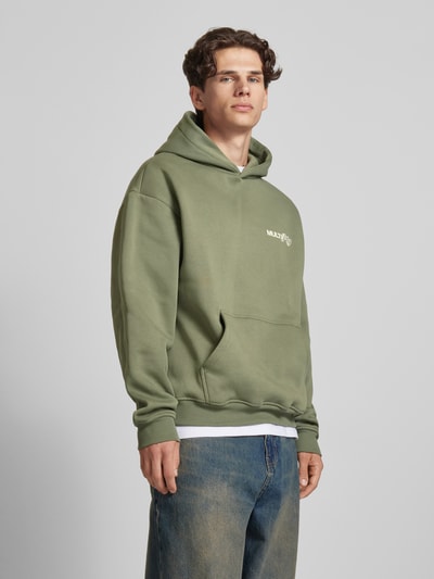 Multiply Apparel Oversized Hoodie mit Label-Print Oliv 4