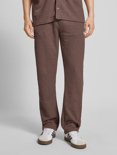 Pegador Regular fit sweatpants met structuurmotief, model 'Libco' Donkerbruin - 4