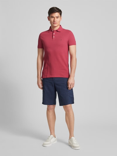 Tommy Hilfiger Slim fit poloshirt met labelstitching Lichtrood - 1