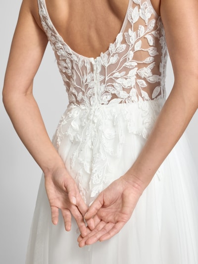 Luxuar Regular fit bruidsjurk met gebloemd kant Offwhite - 6