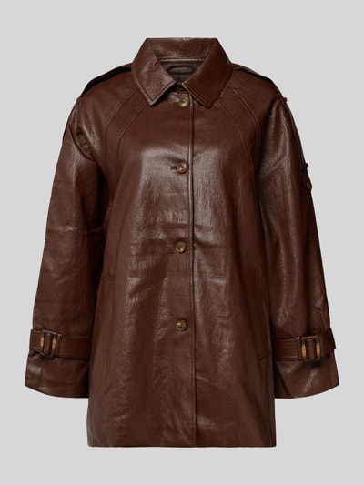 LeGer by Lena Gercke Jacke in Leder-Optik mit Ärmelriegeln Modell 'Dinorah' Dunkelbraun 2