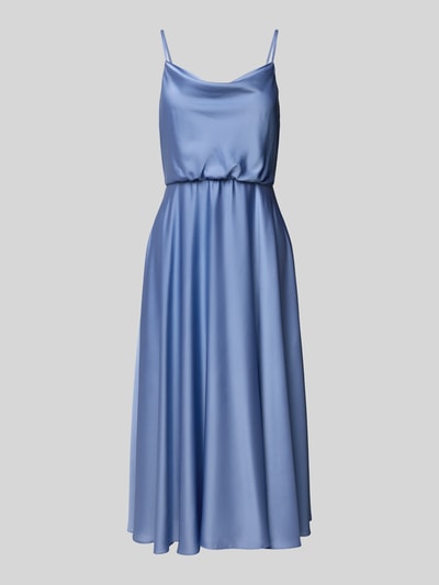 Jake*s Cocktail Knielanges Cocktailkleid mit Wasserfall-Ausschnitt Jeansblau 2