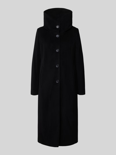 Milo Coats Lange jas met opstaande kraag, model 'STACY' Zwart - 2