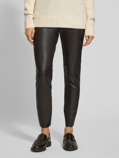 MAC Slim fit stoffen broek in leerlook, 'Vegan' Donkerbruin - 4