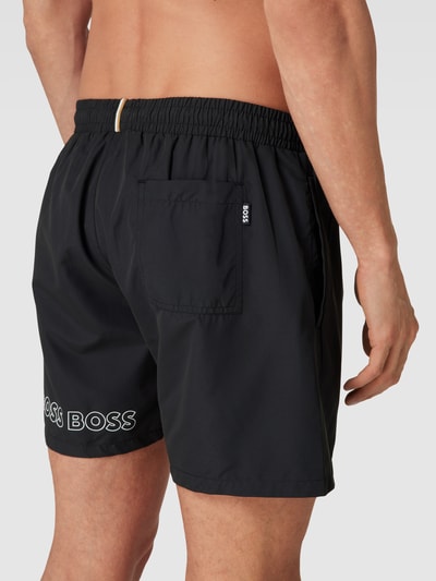 BOSS Badeshorts  mit Label-Druck Modell 'Dolphin' Black 3