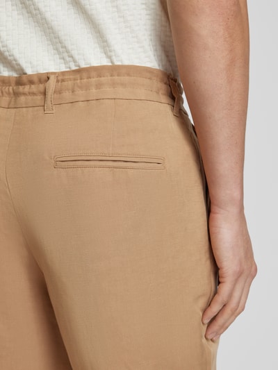 BOSS Spodnie o kroju regular fit z tunelem model ‘Perin’ Beżowy 3