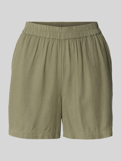 PIECES Regular Fit Shorts aus Viskose-Leinen-Mix Modell 'PIA' Oliv 2