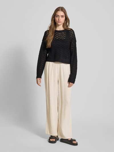 Only Ruime broek van een mix van viscose en linnen, model 'SIESTA' Ecru - 1