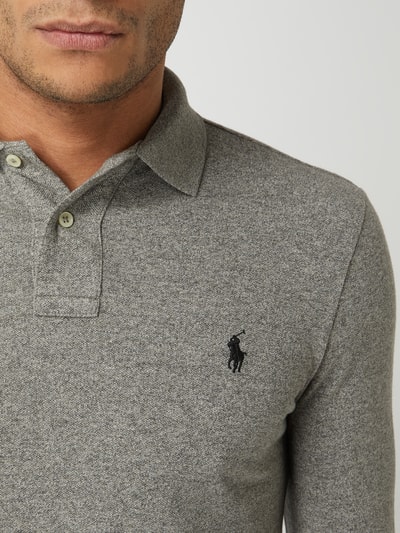 Polo Ralph Lauren Slim Fit Poloshirt mit Label-Stitching Hellgrau Melange 3