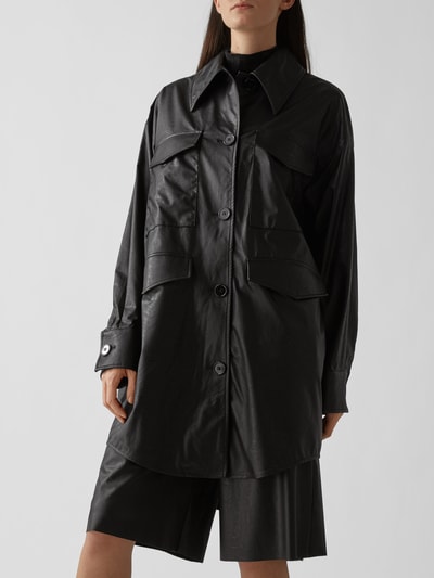 MM6 Maison Margiela Hemdjacke in Leder-Optik Schwarz 6