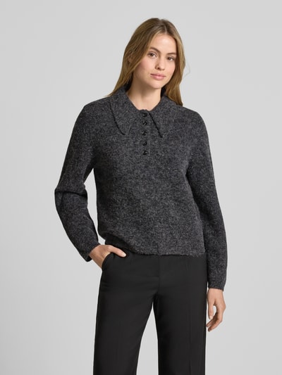 Gestuz Gebreide pullover met polokraag, model 'alpha' Antraciet - 4