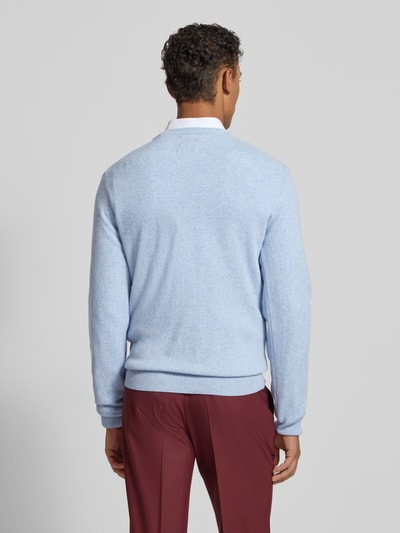 Gant Strickpullover aus reiner Lammwolle mit gerippten Abschlüssen Hellblau Melange 5