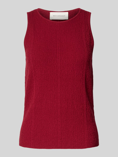 Produktfoto, Relaxed Fit Top aus Viskose-Mix Modell 'Charlitta' von MSCH Copenhagen in Rot mit Strukturmuster, Rückenlänge bei Größe XS/S 54 cm.