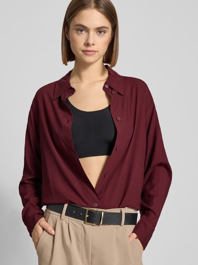Marc O'Polo Denim Regular fit overhemdblouse van pure viscose Bordeaux - 3