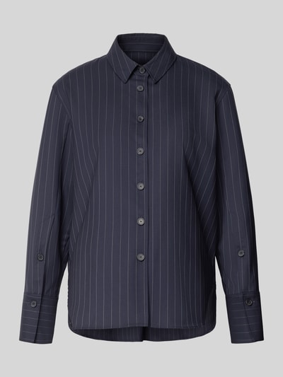 Windsor Bluzka koszulowa o kroju regular fit z wiskozy żywej wełny z listwą guzikową Granatowy 2