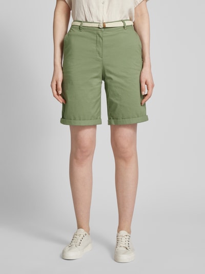 Christian Berg Woman Bermudas in unifarbenem Design mit Gürtel Schilf 4