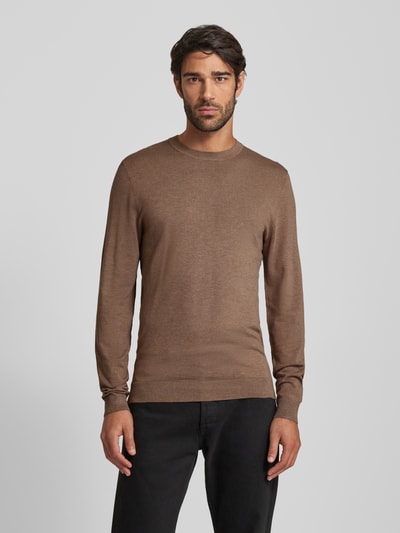 MCNEAL Gebreide pullover met ronde hals Hazelnoot gemêleerd - 4