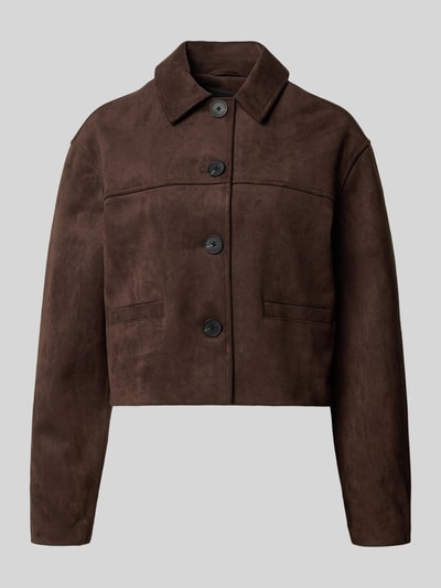 OPUS Boxy Fit Jacke mit Umlegekragen Modell 'Henso' Dunkelbraun 1