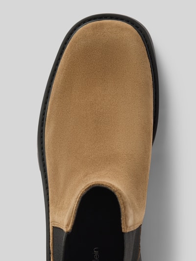 Calvin Klein Jeans Chelsea boots van leer met treklus, model 'CHUNKY' Taupe - 3