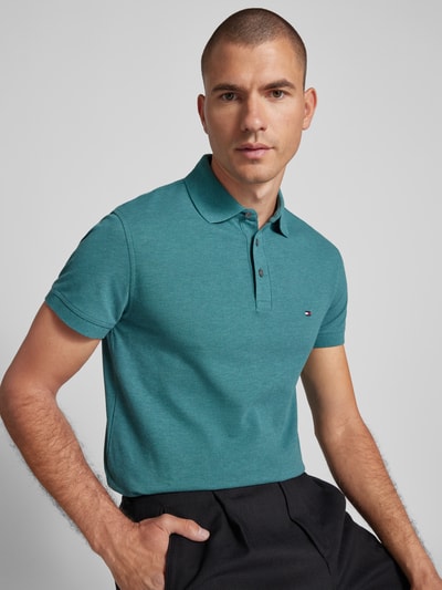 Tommy Hilfiger Slim fit poloshirt met labelstitching Flessengroen - 3