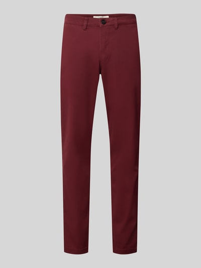 Produktfoto, Slim Fit Chino aus Baumwoll-Mix Modell 'GABARDINE' von Selected Homme in Dunkelrot, schlanke Passform, glatte Struktur, Herren Chino