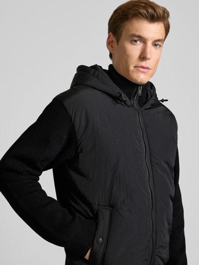 BOSS Orange Regular Fit Strickjacke mit Frontteil im Blouson-Stil Modell 'KIACCIO' Black 3
