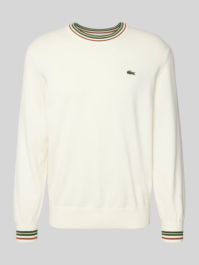 Lacoste Regular fit gebreide pullover van zuiver katoen Offwhite - 2
