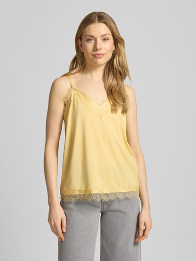 FREE/QUENT Regular Fit Top mit Spitzenbesatz Modell 'Bicco' Hellgelb 4
