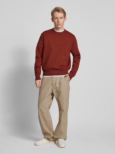 Jack & Jones Sweter z dzianiny z nadrukiem z logo model ‘VESTERBRO’ Średniobrązowy 1