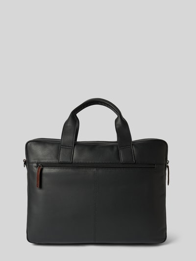 Produktfoto, Laptoptasche aus echtem Leder Modell 'Corso Deluxe' von bugatti, czarny, główna przegroda z zamkiem błyskawicznym, podzielona, odpinany pasek na ramię, krótkie uchwyty, wytłaczane logo, wewnątrz przegródki, Szerokość w rozmiarze 1: 40 cm, Długość w rozmiarze 1: 30 cm, Głębokość w rozmiarze 1: 13 cm, Długość paska na ramię w rozmiarze 1: 175 cm